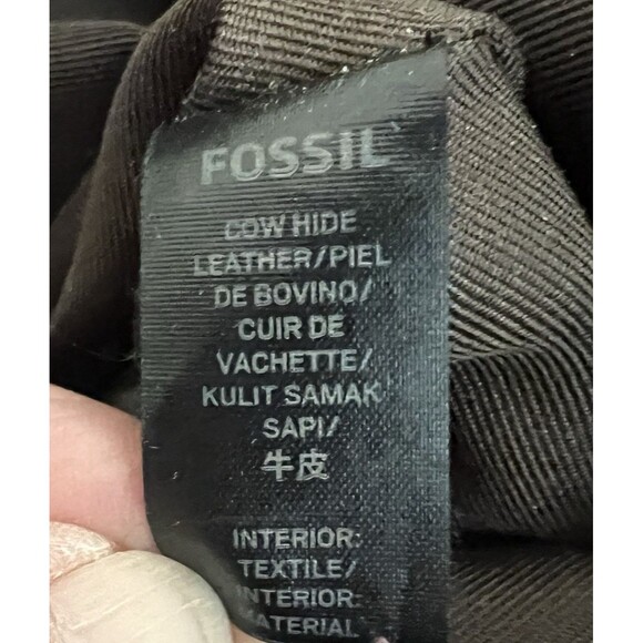 Fossil Explorer XL Black Leather Fold Over Crossbody Hobo Tote Shoulder Bag - Picture 10 of 16